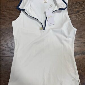 Lilly Pulitzer X Meryl Frida Half Zip Sleeveless Polo UPF50+ in Coconut!